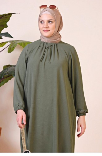 فستان أيروبين طويل للأم مقاس كبير للنساء 8408 1 كاكي 8408-1.Haki