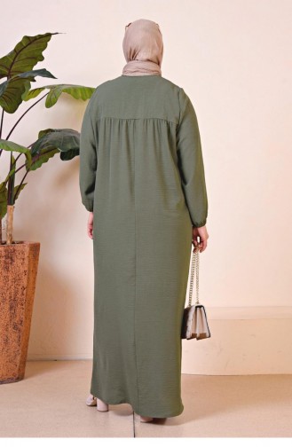 فستان أيروبين طويل للأم مقاس كبير للنساء 8408 1 كاكي 8408-1.Haki