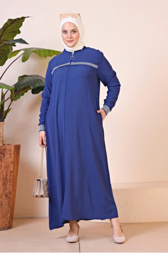 Damen Große Größe Aerobin Abaya Sport Hijab Kleidung Mit Reißverschluss Übergröße 8710 Marineblau 8710.Lacivert
