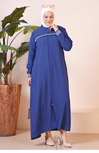 Damen Große Größe Aerobin Abaya Sport Hijab Kleidung Mit Reißverschluss Übergröße 8710 Marineblau 8710.Lacivert