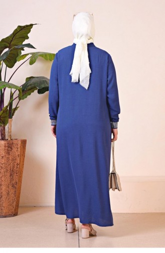 Women`s Large Size Aerobin Zippered Abaya Sports Hijab Clothing Oversize 8710 Navy Blue 8710.Lacivert