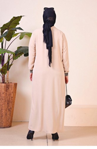 Women`s Large Size Aerobin Zippered Abaya Sports Hijab Clothing Oversize 8710 Stone 8710.Taş