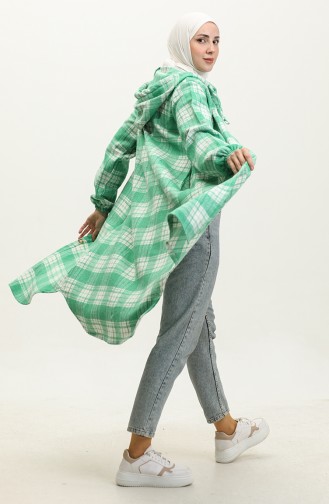 Plaid Pattern Hooded Cap NZR001D-07 Green 001D-07