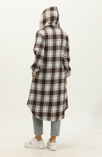 Plaid Pattern Hooded Cap NZR001D-08 Brown 001D-08