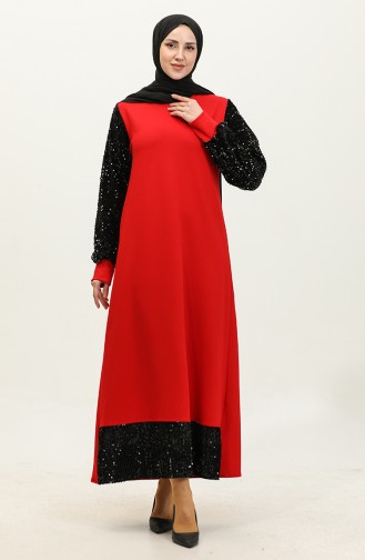 فستان سهرة لامع 0305A-01 أحمر  0305A-01