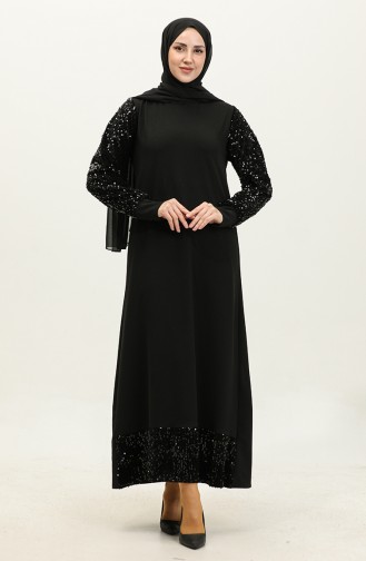 Robe De Soirée A Paillettes 0305A-02 Noir 0305A-02
