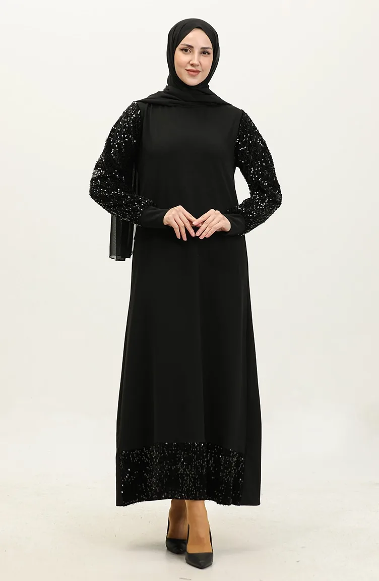 فستان سهرة لامع 0305A-02 أسود  0305A-02