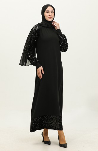 Sequined Evening Dress 0305A-02 Black 0305A-02