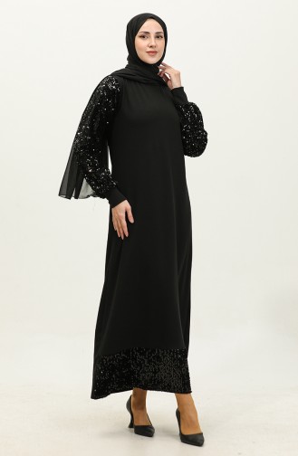 Robe De Soirée A Paillettes 0305A-02 Noir 0305A-02