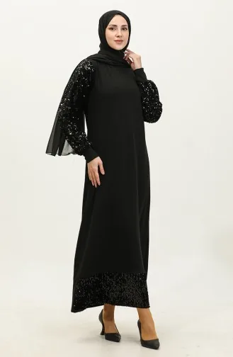 فستان سهرة لامع 0305A-02 أسود 0305A-02