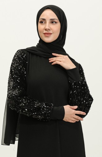 Robe De Soirée A Paillettes 0305A-02 Noir 0305A-02