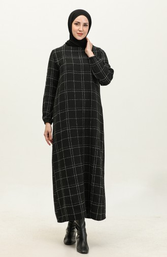 Tweed Plaid Dress 0306b-01 Black 0306B-01
