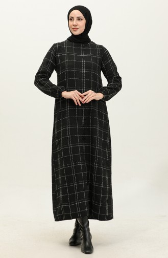 Tweed Plaid Dress 0306b-01 Black 0306B-01