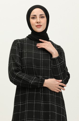 Tweed Plaid Dress 0306b-01 Black 0306B-01