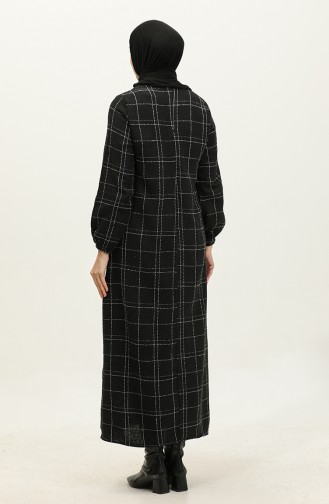 Tweed Plaid Dress 0306b-01 Black 0306B-01