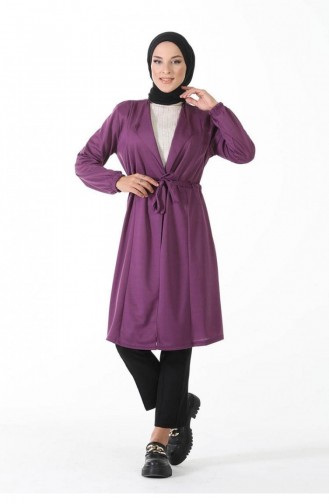 2023Mg Kuşak Detaylı Kimono Mor