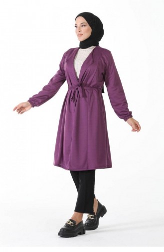 2023Mg Kuşak Detaylı Kimono Mor