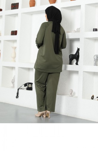 Embroidered Shoulders Tracksuit Set 2025-01 Khaki 2025-01