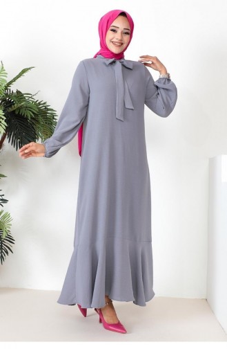 0294Sgs فستان موديل حجاب رمادي 5802
