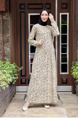Hijab-jurk Met Patroon 1807-02 Beige 1807-02