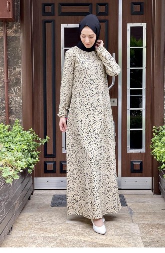 Hijab-jurk Met Patroon 1807-02 Beige 1807-02