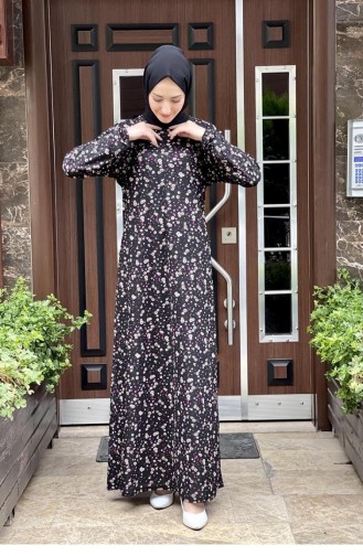 Gemustertes Hijab-Kleid 1807-05 Dusty Rose 1807-05
