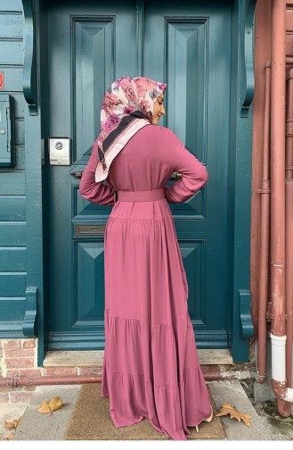 0222Sgs Geknöpftes Hijab-Kleid Dusty Rose 5844