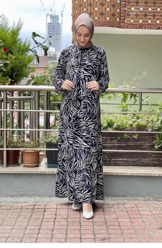 Hijab-Kleid Mit Spitzenkragen 0269-01 Schwarz 0269-01