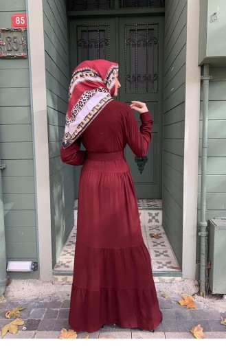 0222Sgs Geknöpftes Hijab-Kleid Kirsche 5910