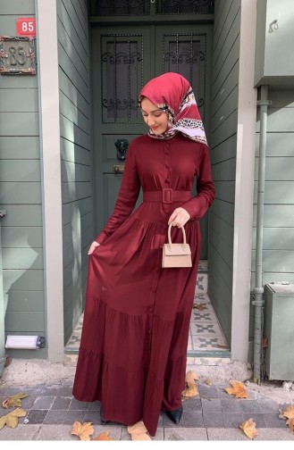 0222Sgs Robe Hijab Boutonnée Cerise 5910