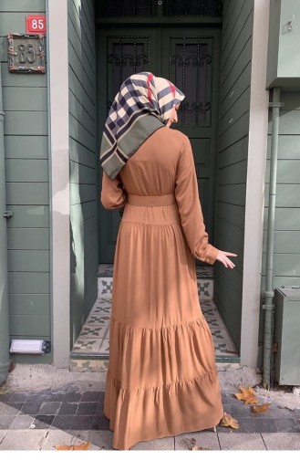 0222Sgs Hijab-jurk Met Knopen Tabak 5970