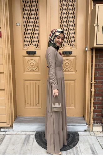 0222Sgs فستان حجاب بأزرار من فرو المنك 5971