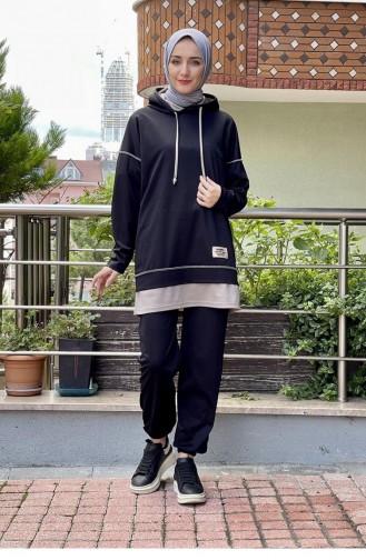 طقم حجاب مزدوج 2020-02 لون أسود 2020-02