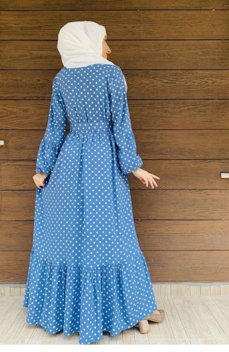 Polka Dot Hijab-Kleid 0224-01 Indigo 0224-01