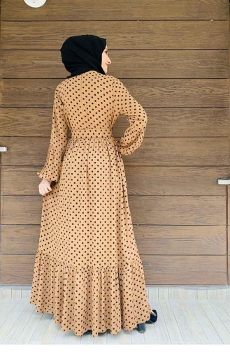 Gepunktetes Hijab-Kleid 0224-03 Taba 0224-03