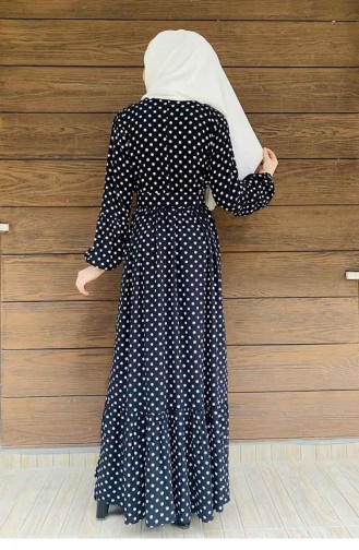 فستان للحجاب مُنقّط 0224-04 لون أسود وأبيض 0224-04