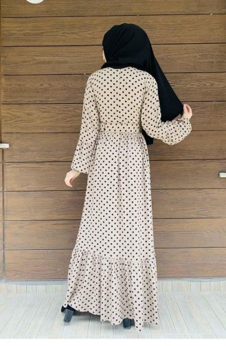 Polka Dot Hijab Dress 0224-07 Mink 0224-07