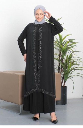 5098Smr فستان الأم مقاس كبير أسود 6294