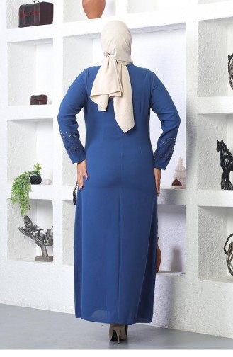 2021Smr Robe Hijab Brodée Pierre Indigo 6375