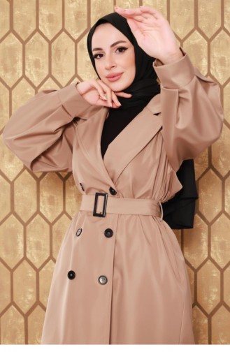 2404Nry Balloon Sleeve Trench Coat Mink 6570