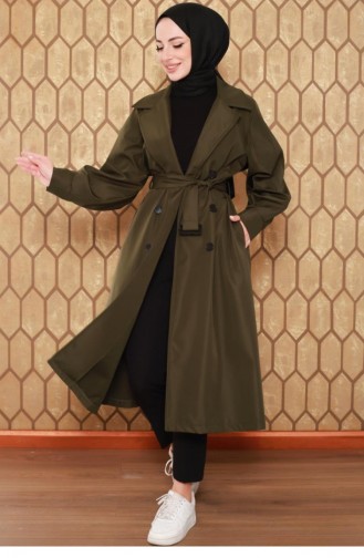 2404Nry Balloon Sleeve Trench Coat Khaki 6574