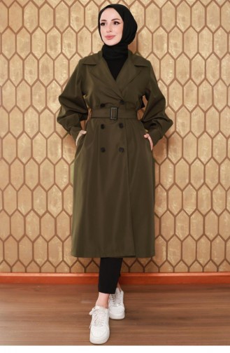 2404Nry Trenchcoat Met Ballonmouwen Kaki 6574