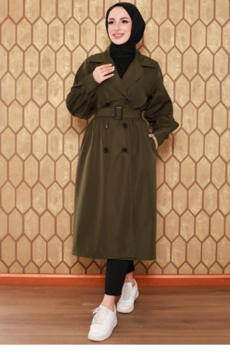 2404Nry Trenchcoat Met Ballonmouwen Kaki 6574