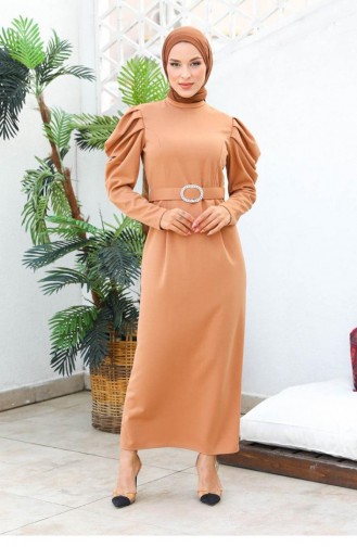 5489End Balloon Sleeve Dress Salmon 6833