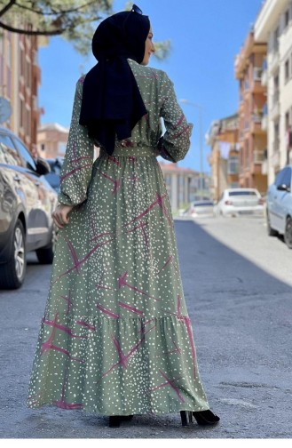 0248Sgs Patterned Hijab Dress Mint 7238