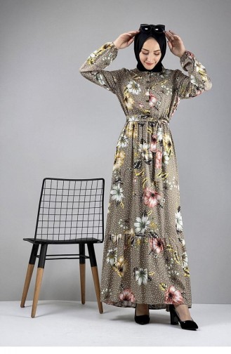 Hijab-jurk Met Patroon 0247-06 Marineblauw Nerts 0247-06