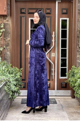 Samtkleid Mit Gürtel 1812-04 Marineblau 1812-04