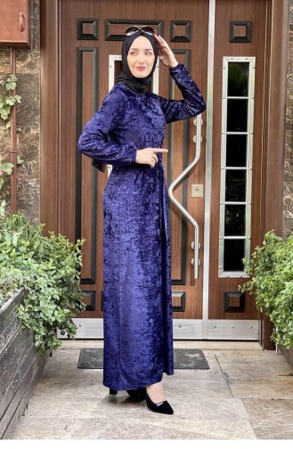 Samtkleid Mit Gürtel 1812-04 Marineblau 1812-04