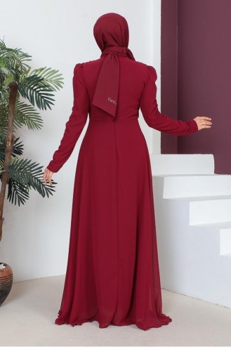 6076Smr Robe De Soirée Hijab Collier Rouge Claret 7354