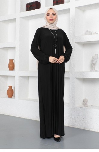 فستان ساندي بتصميم طيات 1052-06 لون أسود 1052-06